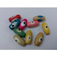 Set 10 margele lemn multicolore, ovale - 1.5cm - C.ART