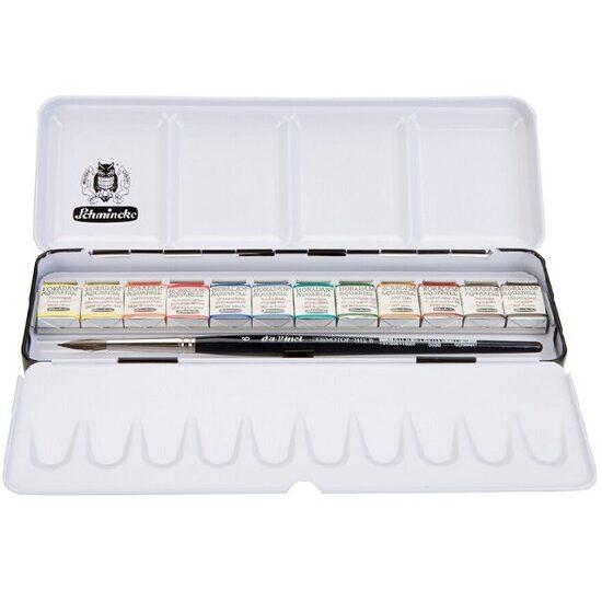 74740097 Horadam boxes piece metal set 12x1/2 pans+brush - Schmincke