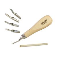 61054 Set 5 cutite linogravura + maner lemn Milan