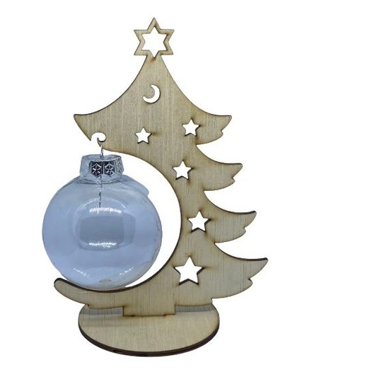 Suport lemn pentru glob 20 x 16 cm - bradut cu stelute - C-ART