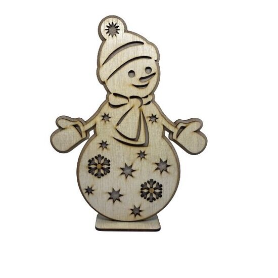 Figurina lemn cu suport - om de zapada - C-ART