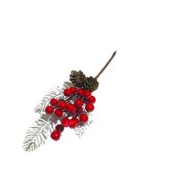 DEC5003 - Crenguta decorativa - brad alb, nilute rosii, conuri - DECO