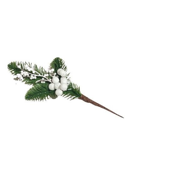DEC5001 - Crenguta decorativa alba - ilex , brad , bilute - DECO