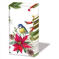 32214640 - Set 10 servetele mini 21.5x22 cm - Bird on poinsetta white - Ambiente