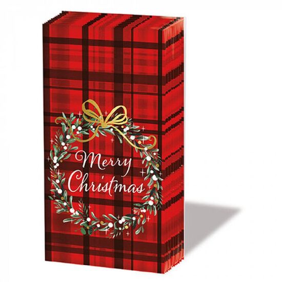 32215565 - Set 10 servetele mini 21.5x22 cm - Christmas Plaid Red - Ambiente