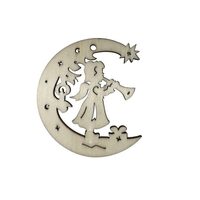 Figurina decorativa lemn - semiluna cu ingeras - C-ART