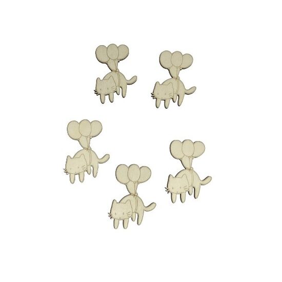 Set 5 figurine lemn - pisica cu baloane - C-ART