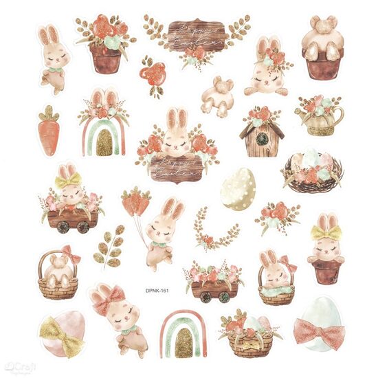 DPNK-161 GLITTER STICKERS - COUNTRY EASTER, 28 PCS