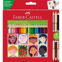 FC511515 Set 24 creioane colorate + 3 creioane bicolore piele CHILDREN OF THE WORLD - Faber-Castel