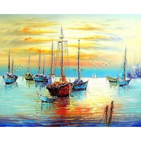 LICHIDARE STOC - PN078-Y Set pictura pe numere Sailboats at the Port - F-ART