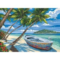 PN1329-Y Set pictura pe numere Boat under the Coconut trees - F-ART
