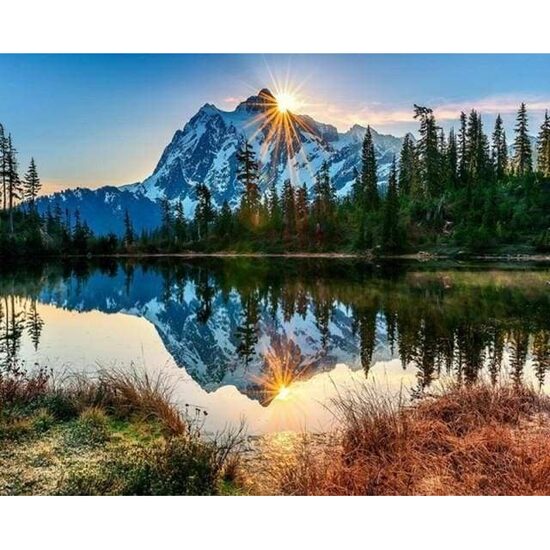 LICHIDARE STOC - PN902-Y Set pictura pe numere Lake and Mountain reflection - F-ART