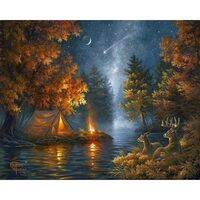 LICHIDARE STOC - FA10014-Y Set pictura pe numere Camping tent near the lake - F-ART