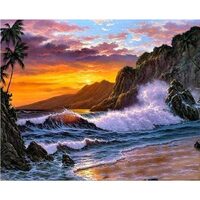 PN1024-Y Paint by numbers Figured_Art Cliff and Waves 40x50cm already framed