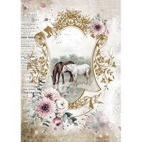 DFSA4582 A4 Rice paper packed - Romantic Horses lake