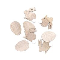 DPDN-165 WOODEN BUNNIES AND EGGS 4 CM, 8 PCS NATURAL