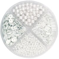 216116000 - Set 30gr margele si paiete -albe - Heyda