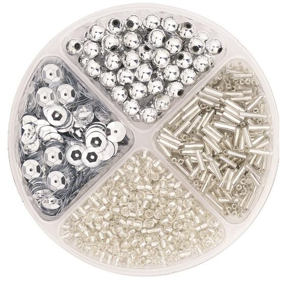 216116647 - Set 30gr margele si paiete -argintii - Heyda