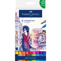 FC164618 Marker solubil 2 capete 18 buc/set CULORI DE BAZA - Goldfaber Aqua - FABER-CASTELL