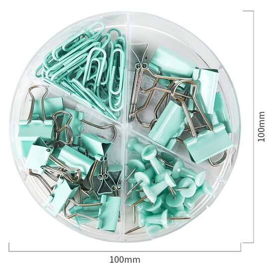 DL78554 Set accesorii birou agrafe, clipsuri, pioneze vernil - DELI