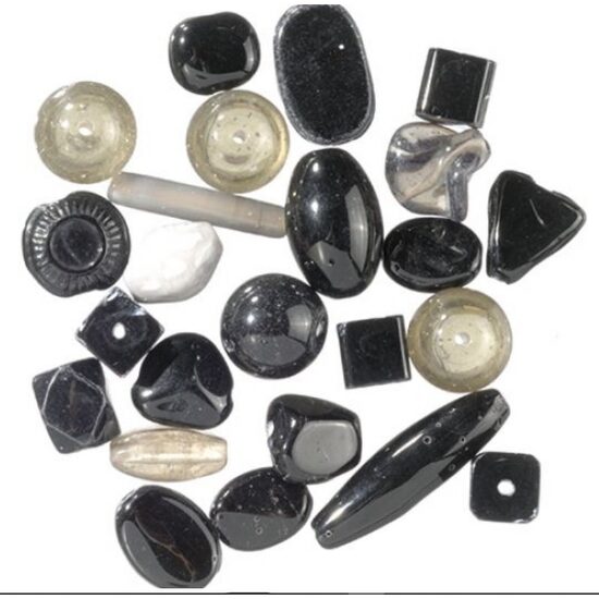 EF/MAR-2114789 Margele indiene din sticla, 12-18 mm – black
