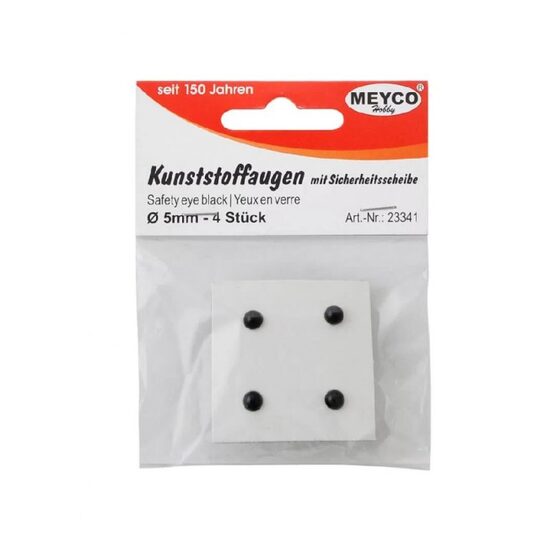 Set 4 ochisori negri 6 mm pentru confectionat jucarii - Meyco