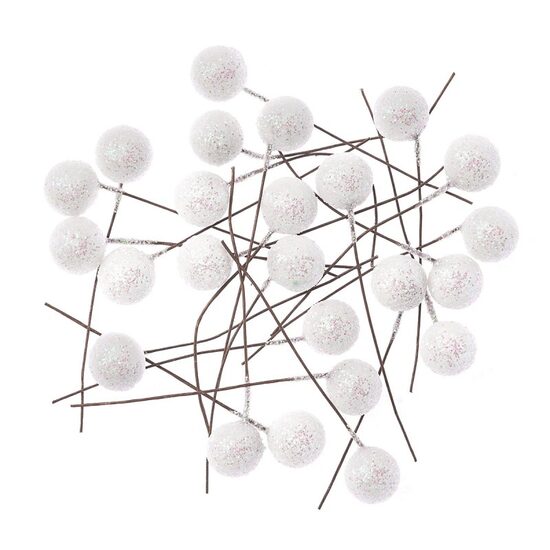 DPZA-012 - Set 24 bilute decorative albe cu glitter - DP CRAFT