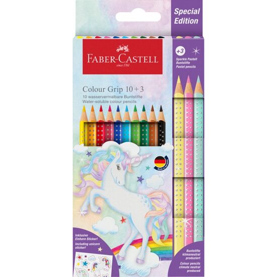 FC201542 Set 10+3 creioane colorate acuarelabile Grip2001 UNICORNI - Faber-Castell