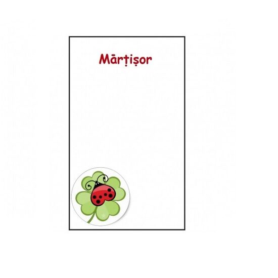 AT08 - Set 10 cartonase martisor - Trifoi cu buburuza - 5 x 8.5 cm - DRG-T
