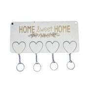Suport pentru chei - 4 inimi - 21.5 x 10 cm - Plop - C-ART