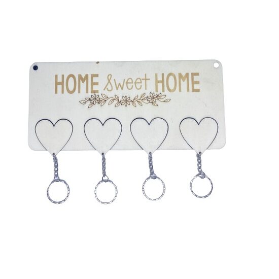 Suport pentru chei - 4 inimi - 21.5 x 10 cm - Plop - C-ART