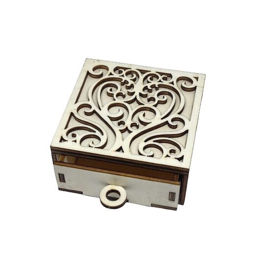 Cutie pt. bijuterii cu sertar - model 1 - 10 x 10 x 5cm - Plop - C-ART