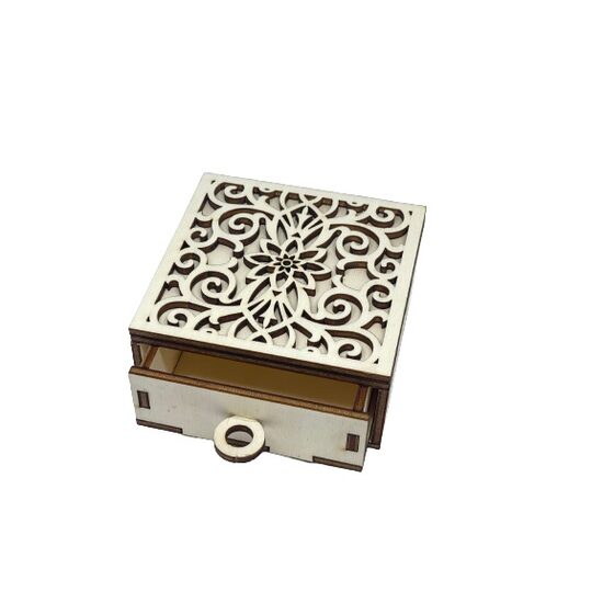 Cutie pt. bijuterii cu sertar - model 2 - 10 x 10 x 5cm - Plop - C-ART