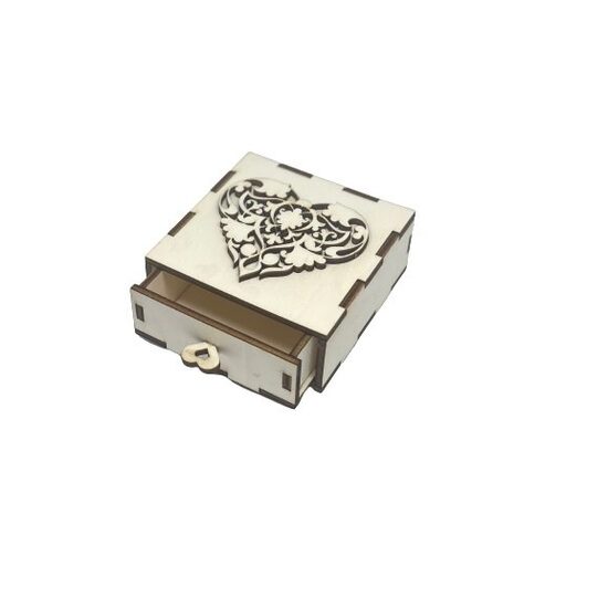 Cutie mini bijuterii cu sertar - capac inima - C-ARTp