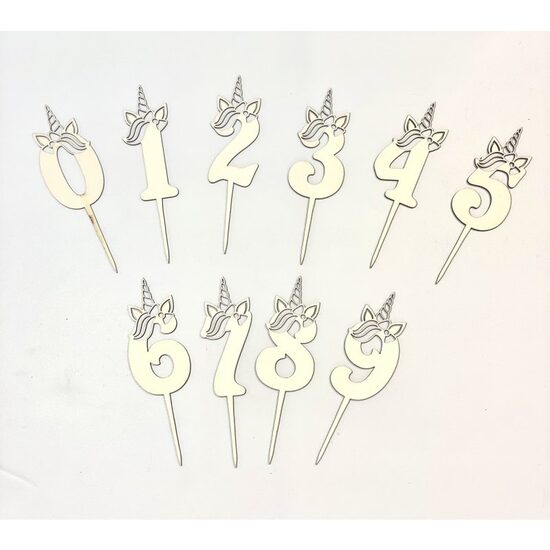 Topper cifra unicorn - 16 x 6 cm - C-ARTp
