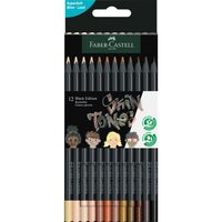 FC116414 Creioane colorate 12 culori skin tones black edition Faber-Castell