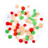 CEOZ-166 - Set 80 pom-pom - rosu, verde , alb, bej - DP CRAFT