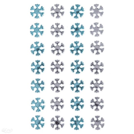 GRKR-128 - Set 28 strasuri adezive argintii/albastre - fulgi - DP CRAFT