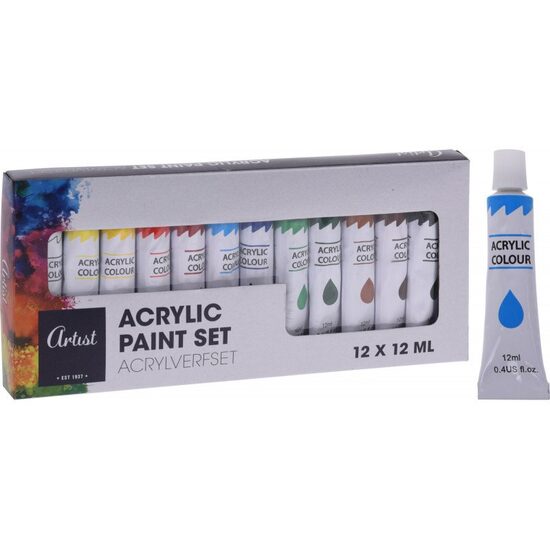 371512 Set 12 culori acrilice, tub 12ml - ANT-CH