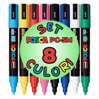 M1486 Marker UNI Posca PC-5M, varf rotund, 1.8-2.5mm, set 8 culori - LEG