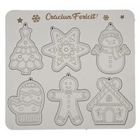 Placuta cadou - Set 6 figurine pt. pictat - Model 3 - Craciun - C-ART