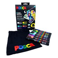 M1558 Set 8 Marker UNI Posca PC-5M, varf rotund, 1.8-2.5mm, cutie carton + saculet textil- LEG