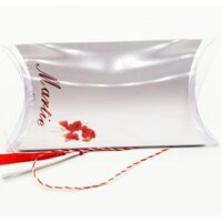 Set 5 cutii tip pillow + snur + cartonas,13x6cm - Maci - CS-R