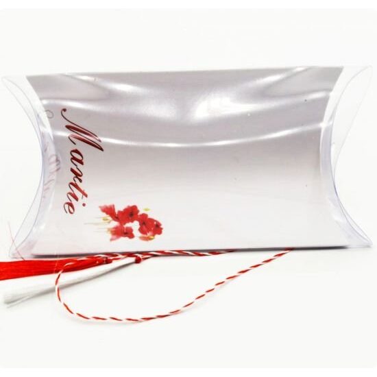 Set 5 cutii tip pillow + snur + cartonas,13x6cm - Maci - CS-R
