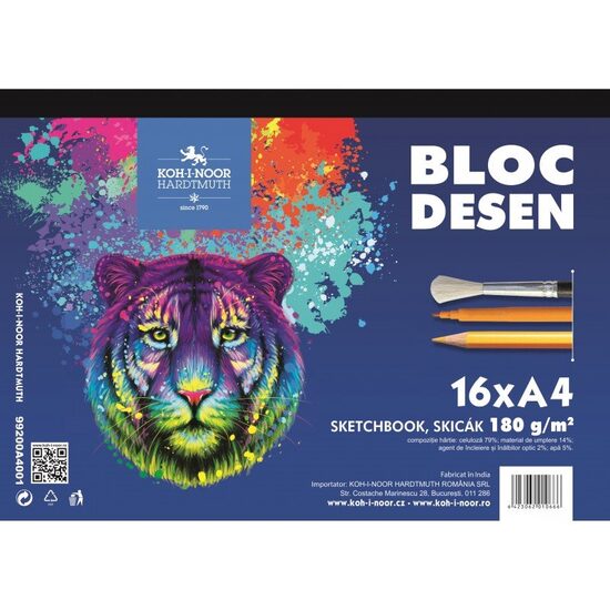 K99200A4001 Bloc desen A4 ANIMALE 180gr/mp, 16 coli - Koh-I-Noor