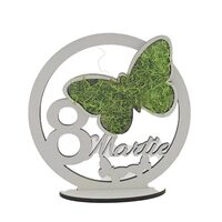Suport rotund cu licheni - Fluture - 8 Martie - C-ART
