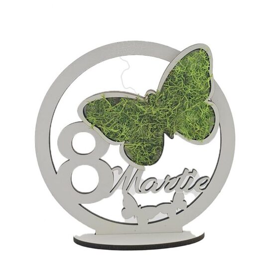 Suport rotund cu licheni - Fluture - 8 Martie - C-ART