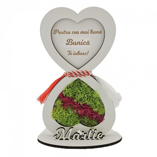 Rama cu licheni si mesaj - Bunica - Martie - C-ART
