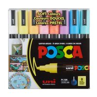 M1487 Marker UNI Posca PC-5M, varf rotund, 1.8-2.5mm, set 8 culori pastel- LEG