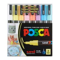M1484 Marker UNI Posca PC-3M, varf rotund, 0.9-1.3mm, set 8 culori pastel - LEG